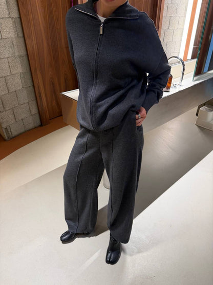 Cotton Set: Zip-Up Cardigan and Trousers — lifestyle — SHEVCHENKO