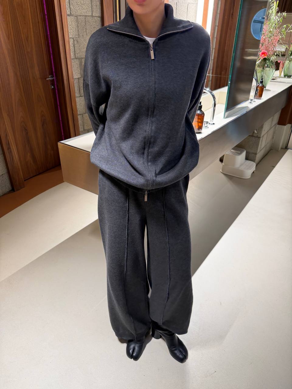 Cotton Set: Zip-Up Cardigan and Trousers — lifestyle — SHEVCHENKO