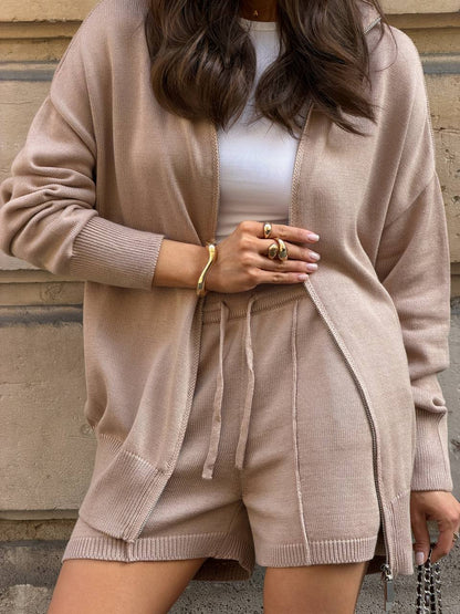 Cotton Set: Zip-Up Cardigan and Shorts — detail — SHEVCHENKO