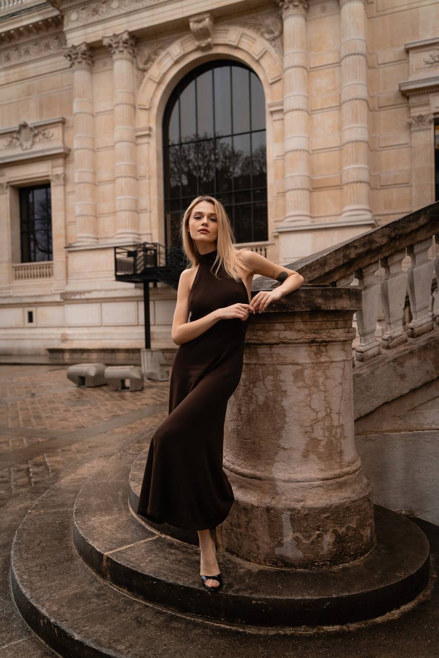 Knitted Open-Back Dress — front — SHEVCHENKO