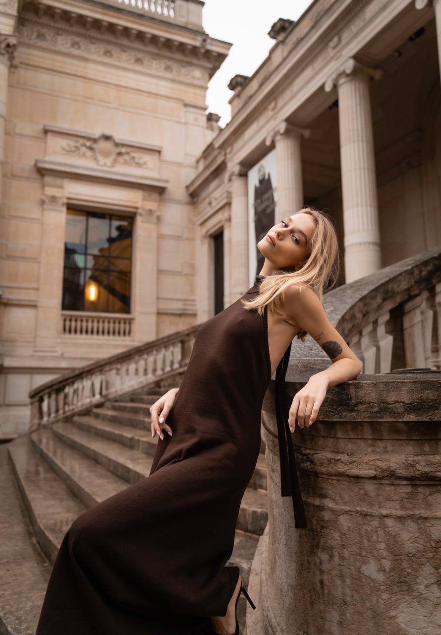 Knitted Open-Back Dress — lifestyle — SHEVCHENKO