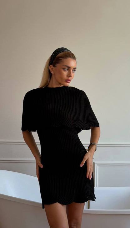 Openwork Corset-Cut Dress, Black — lifestyle — SHEVCHENKO