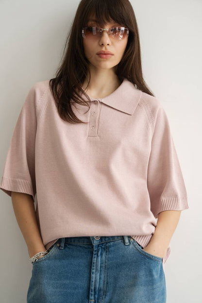 Knitted Polo Shirt — front — SHEVCHENKO