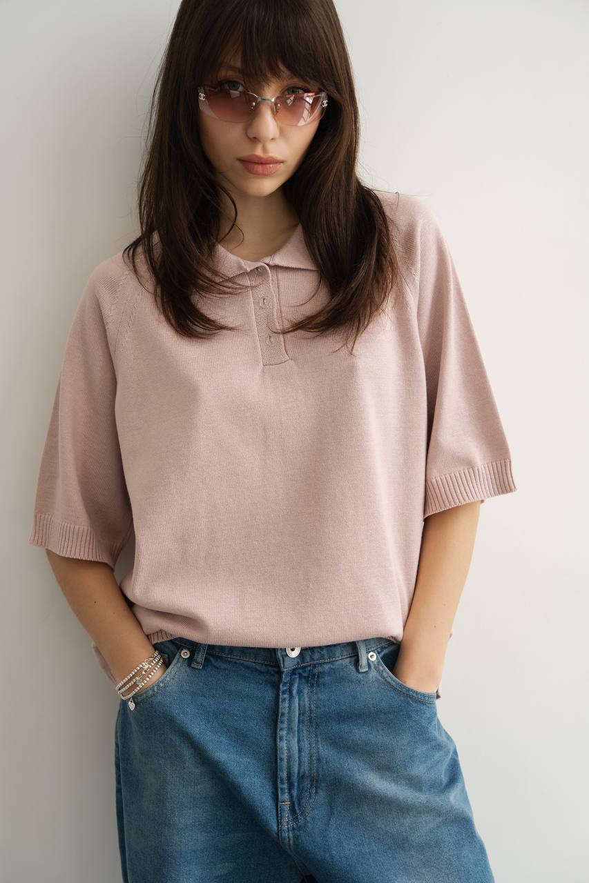 Knitted Polo Shirt — straight-on — SHEVCHENKO
