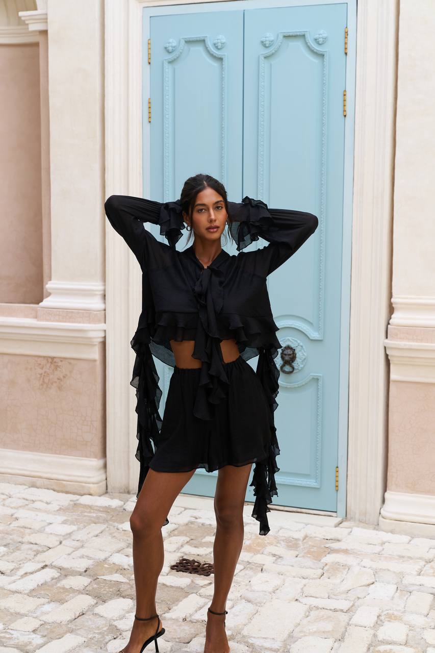 Chiffon Blouse with Ruffles and Flounces