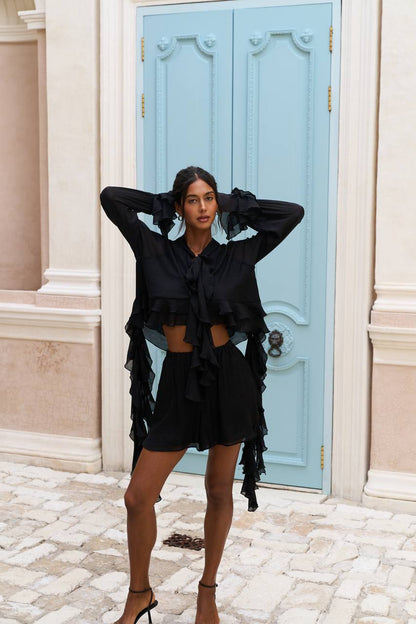 Chiffon Blouse with Ruffles and Flounces