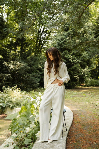 Cotton Set: Zip-Up Cardigan and Trousers