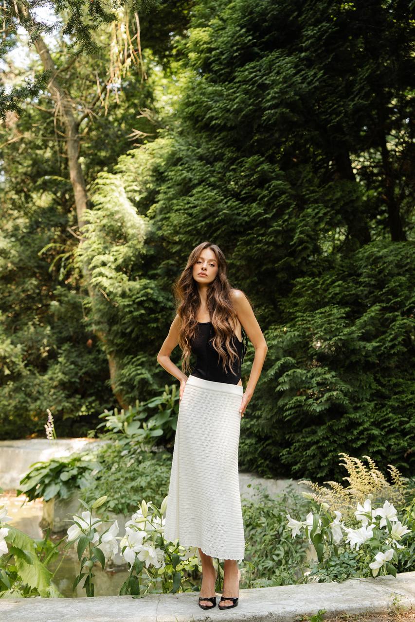 Knitted Openwork Midi Skirt