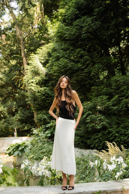 Knitted Openwork Midi Skirt