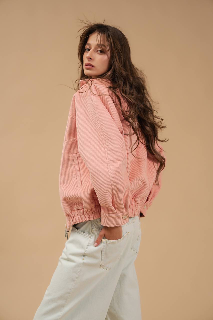 Corduroy Bomber Jacket — back view, turned — SHEVCHENKO