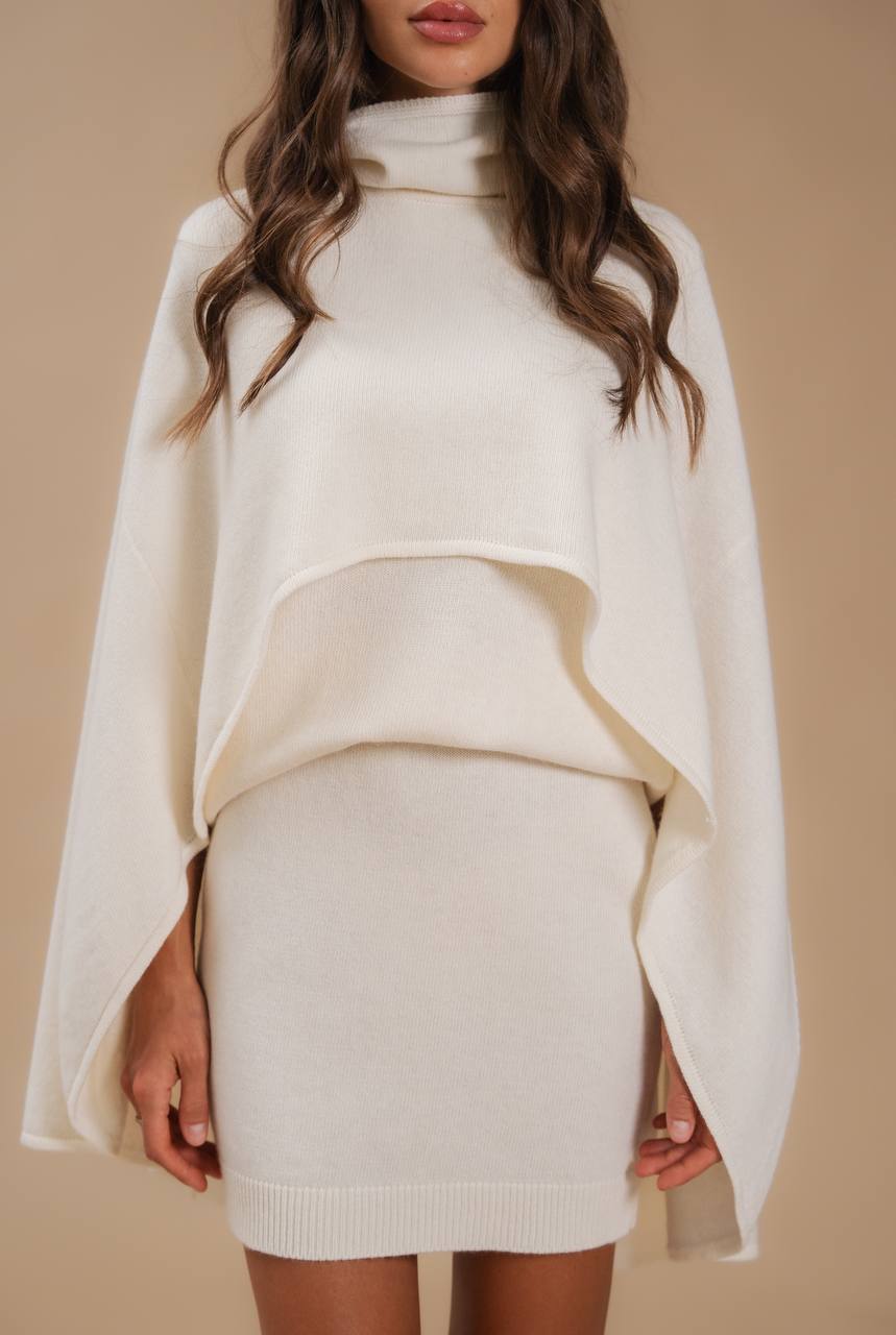 Lambswool Skirt, Milky — front — SHEVCHENKO