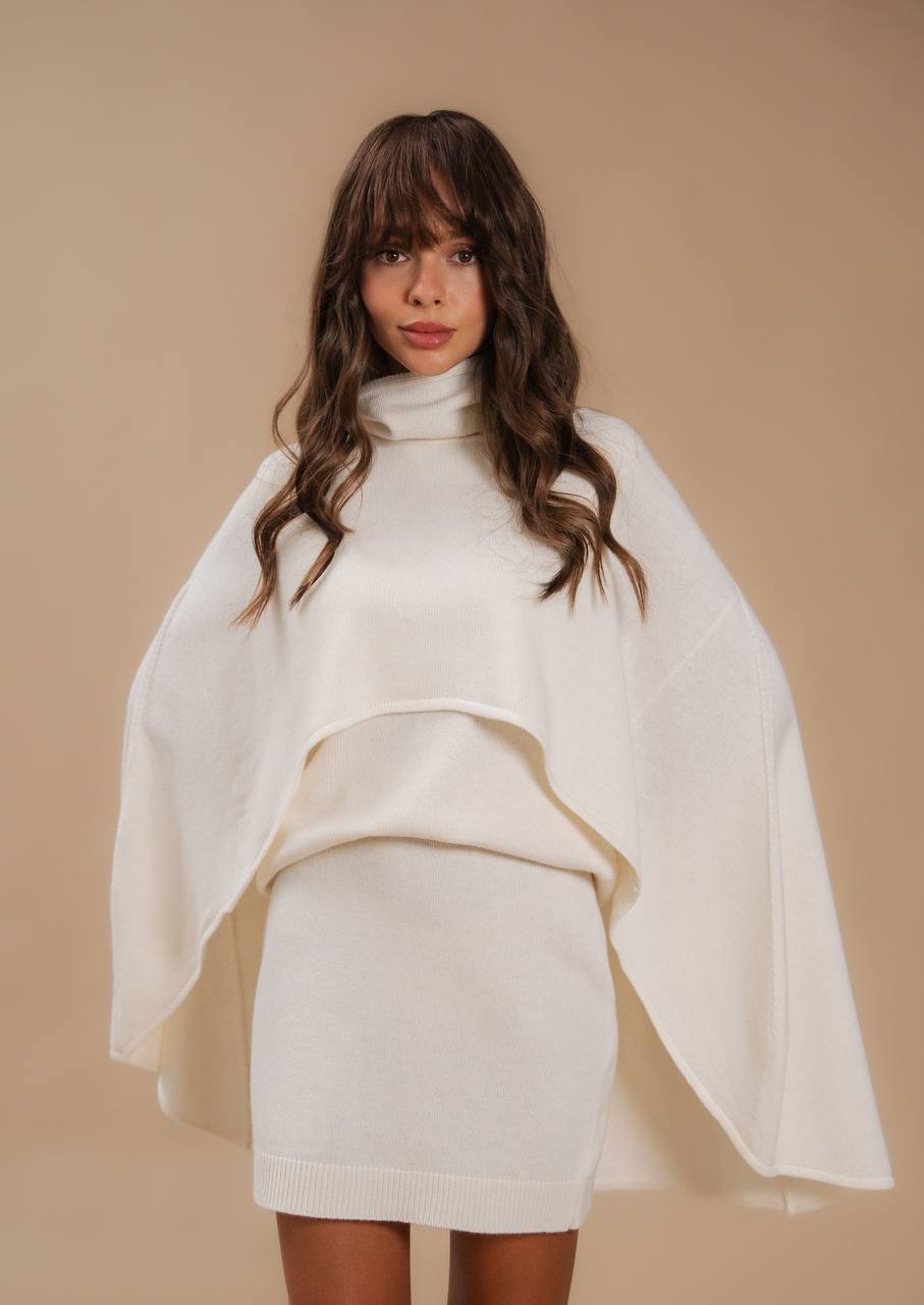 Lambswool Cape, Milk — front — SHEVCHENKO