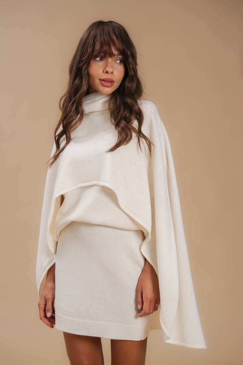 Lambswool Cape, Milk — front — SHEVCHENKO
