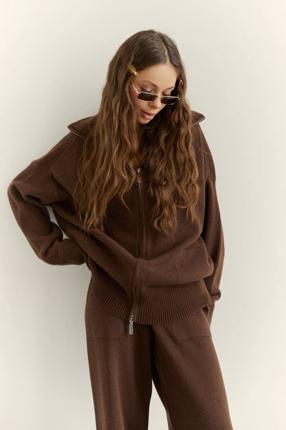 Zip-Up Lambswool Cardigan — front — SHEVCHENKO