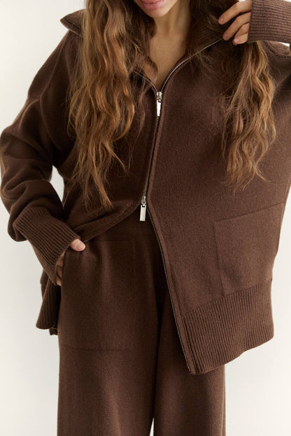 Zip-Up Lambswool Cardigan — detail — SHEVCHENKO