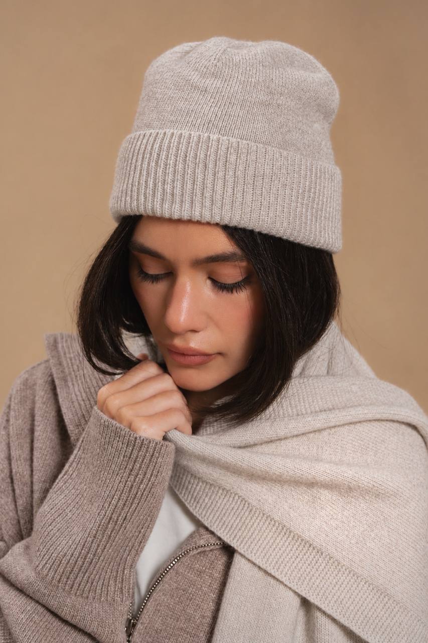 Scarf, light beige — front — SHEVCHENKO