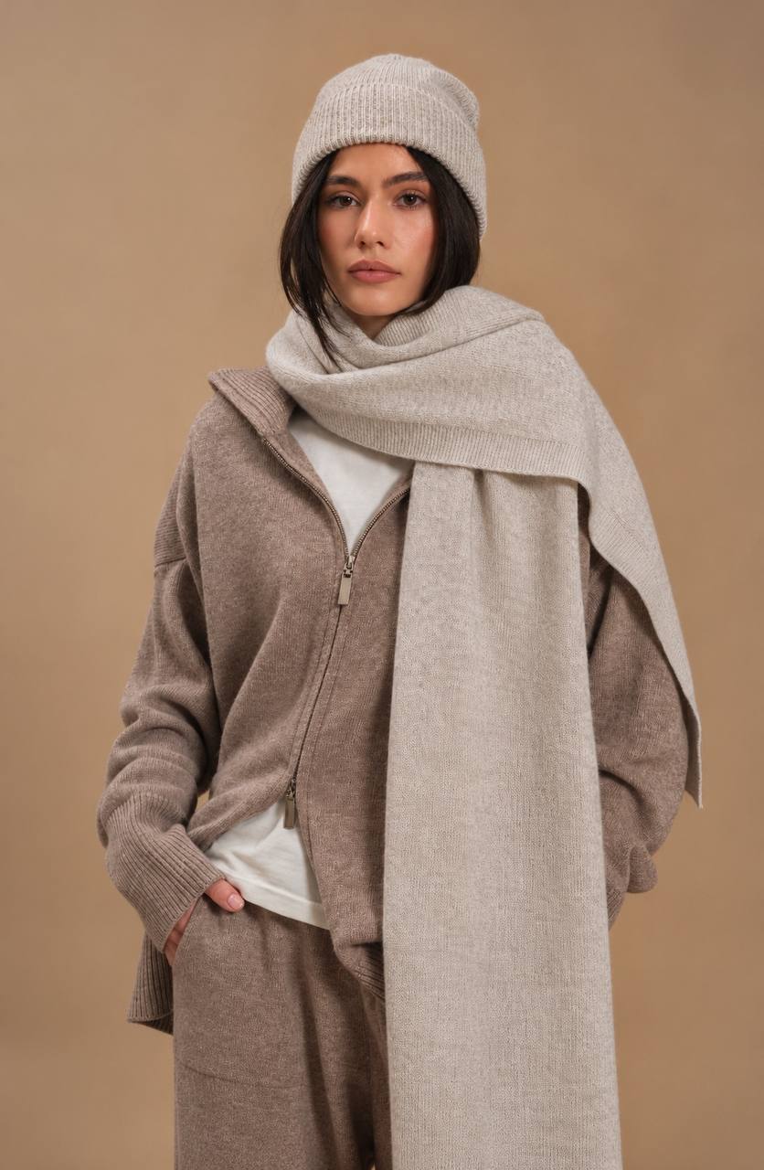 Scarf, light beige — front view — SHEVCHENKO