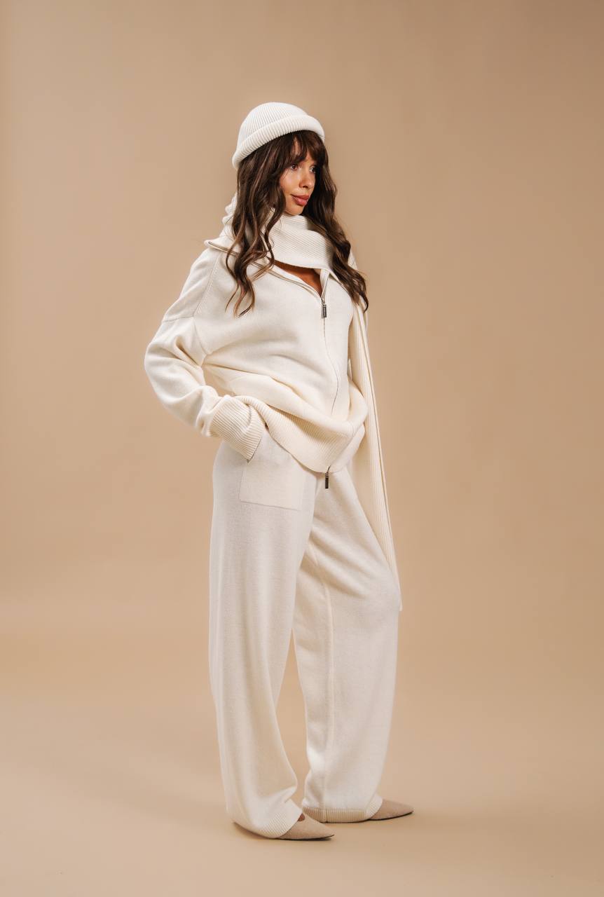 Lambswool Set: Zip-Up Cardigan and Trousers — side — SHEVCHENKO