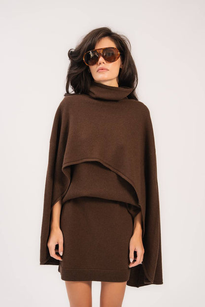 Lambswool Skirt, Chocolate — front — SHEVCHENKO