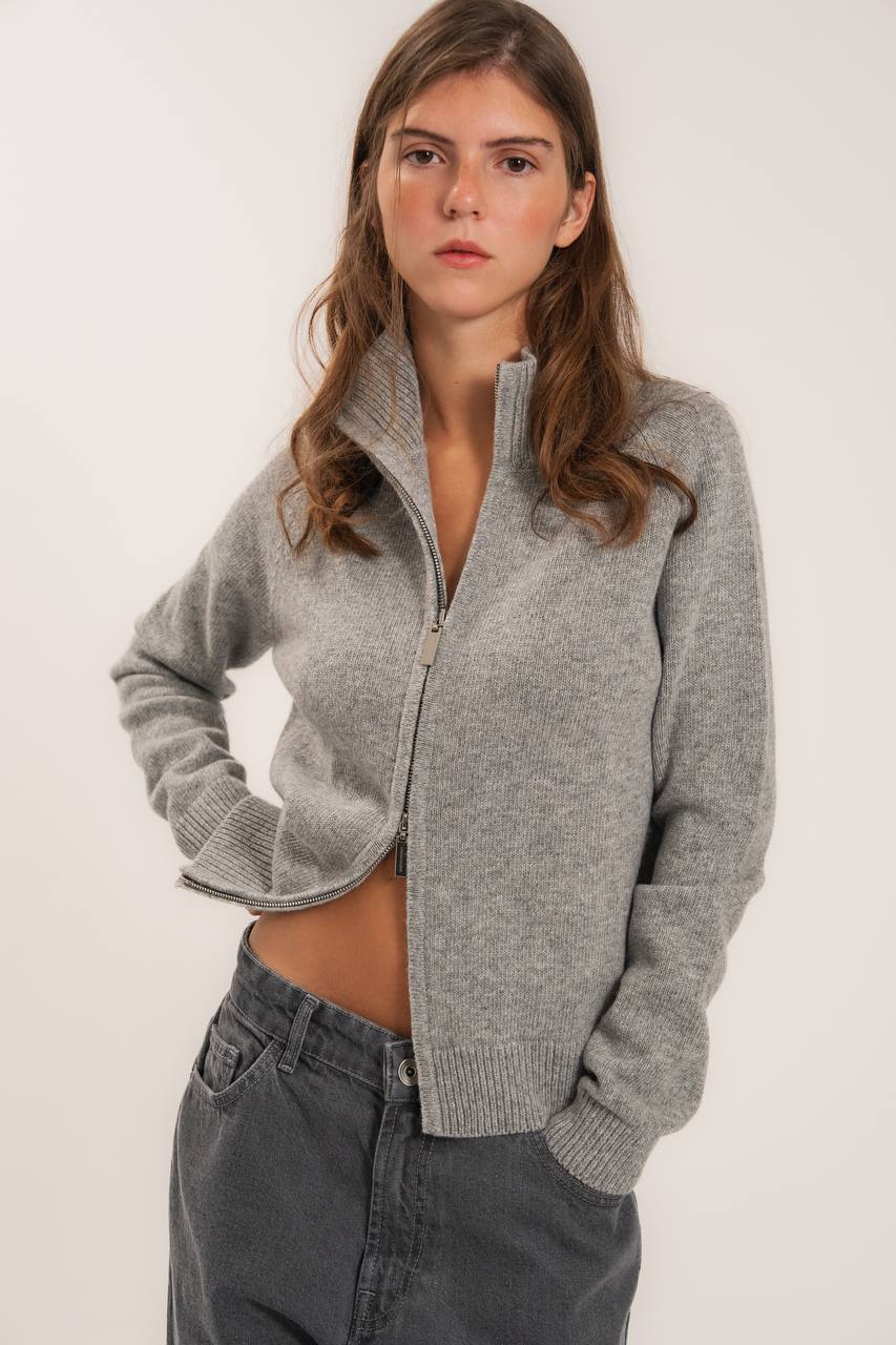 Fitted Zip-Up Lambswool Cardigan — look — SHEVCHENKO