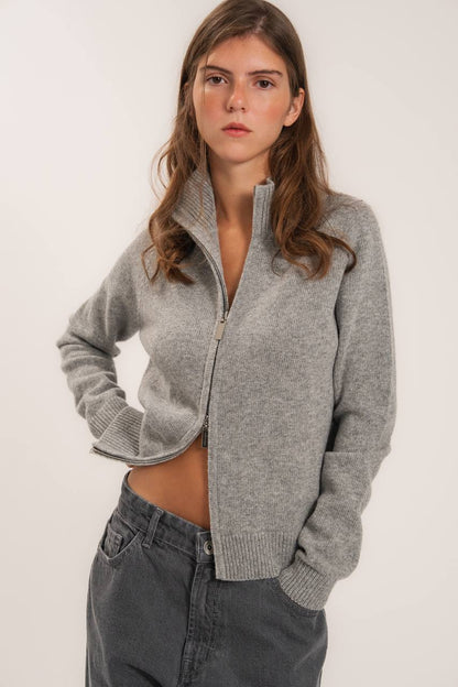 Fitted Zip-Up Lambswool Cardigan — look — SHEVCHENKO