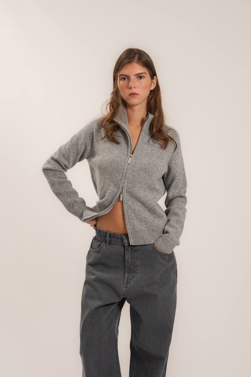 Fitted Zip-Up Lambswool Cardigan — look — SHEVCHENKO