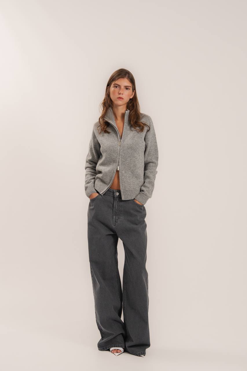 Fitted Zip-Up Lambswool Cardigan — full length — SHEVCHENKO