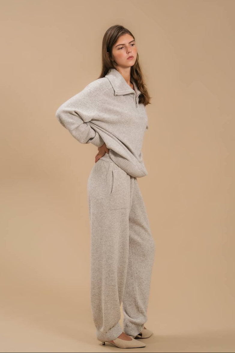 Lambswool Set: Zip-Neck Polo Sweater and Cuffed Trousers — look — SHEVCHENKO