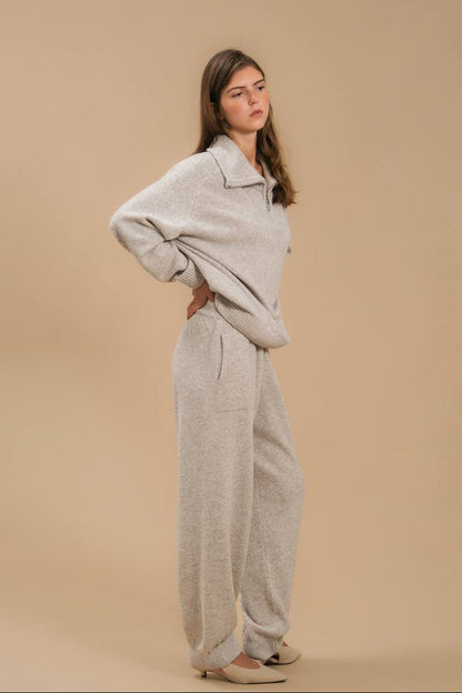 Lambswool Set: Zip-Neck Polo Sweater and Cuffed Trousers — look — SHEVCHENKO