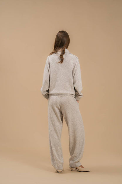 Lambswool Set: Zip-Neck Polo Sweater and Cuffed Trousers — back — SHEVCHENKO