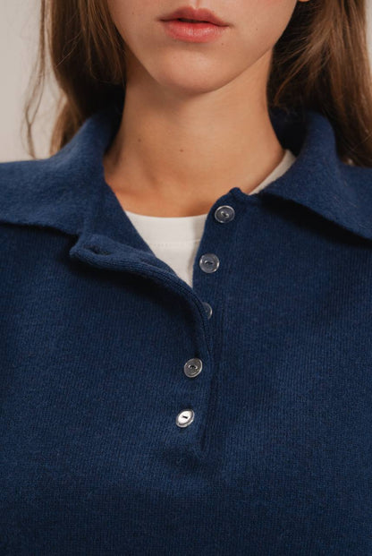 Lambswool Polo Sweater — collar — SHEVCHENKO