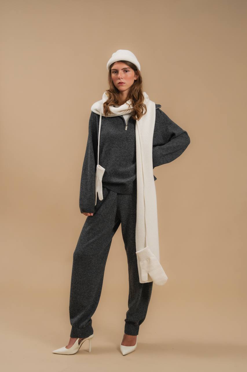 Lambswool Set: Zip-Neck Polo Sweater and Cuffed Trousers — lifestyle — SHEVCHENKO