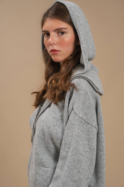 Lambswool Set: Zip-Up Hooded Cardigan — detail — SHEVCHENKO