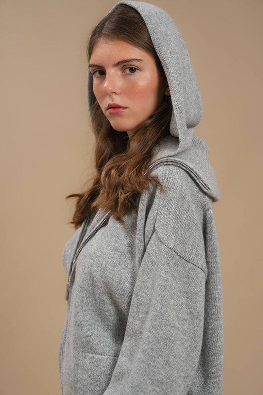 Lambswool Set: Zip-Up Hooded Cardigan — detail — SHEVCHENKO